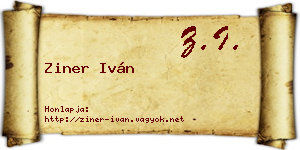 Ziner Iván névjegykártya